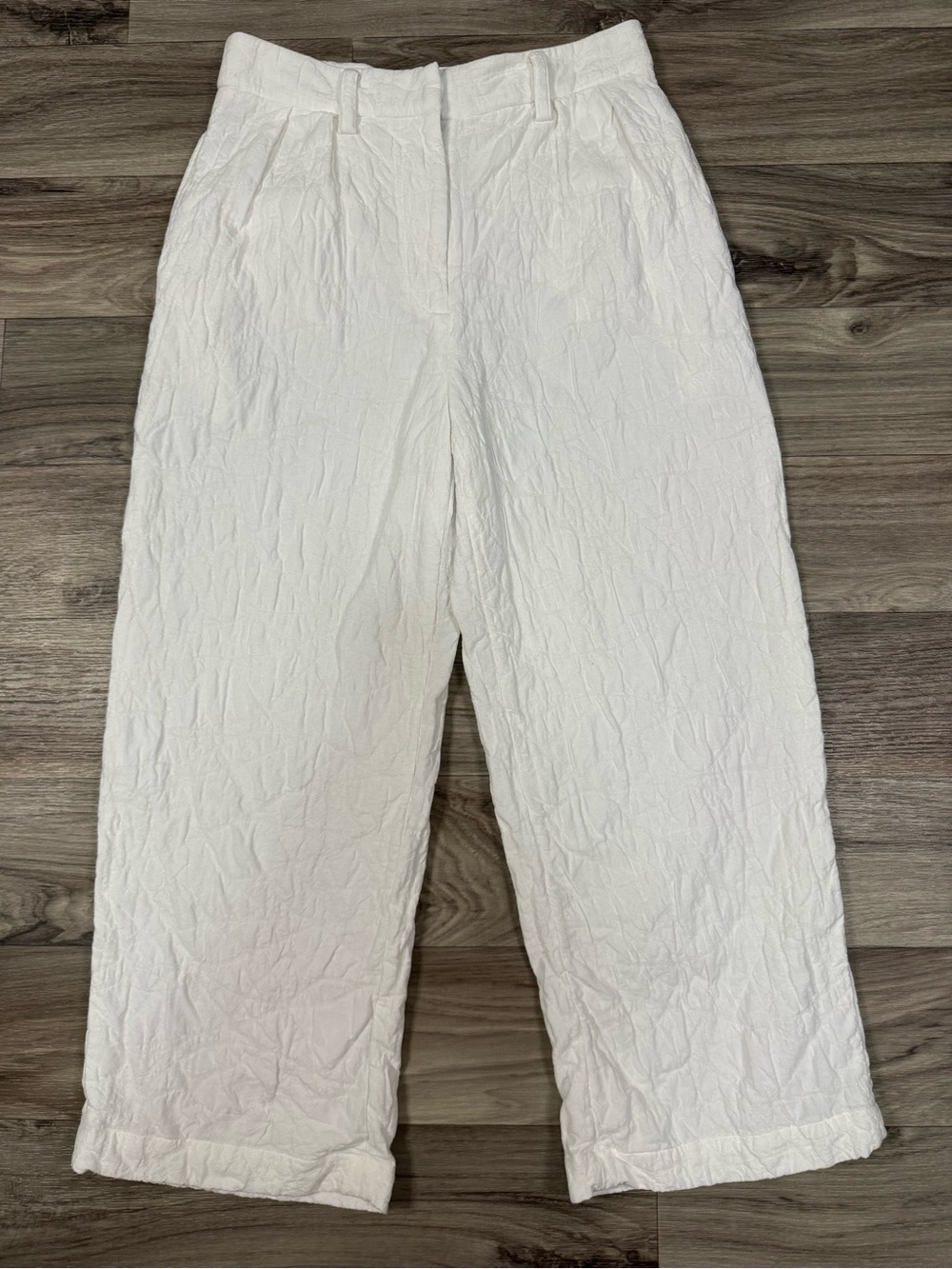 Mara Hoffman Sanda Pants in White Puckered Texture Relaxed Leg Trouser Size 0